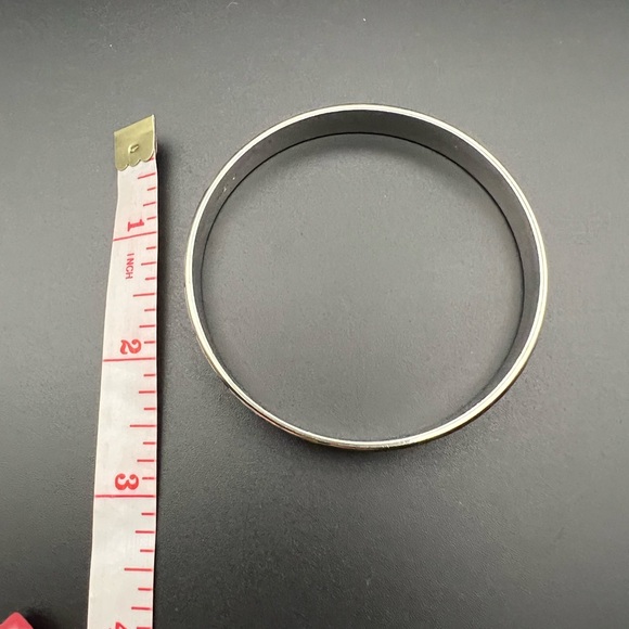 Monet Etched Vintage Bangle Bracelet, Textured Matte Silver Tone - Picture 3 of 5